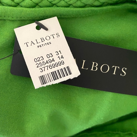 Talbots  MP Vibrant Green Braided crew neck Short Sleeve soft tee - Picture 5 of 8